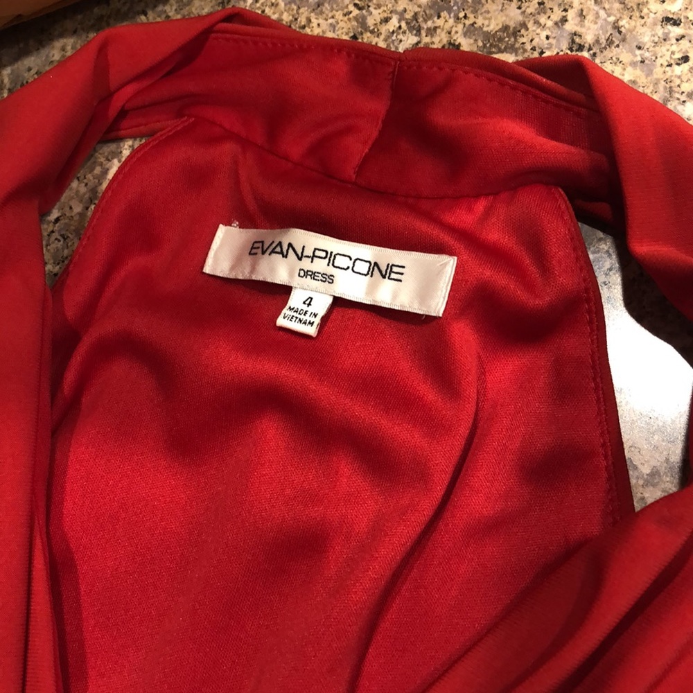 Evan Picone Red Tiered Elegant Dress Size 4 -Great Holiday Party Dress! - Picture 3 of 16